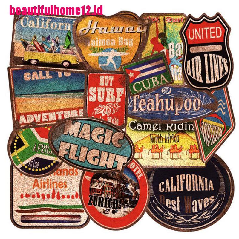 【beautifulhome12.id】36Pcs Retro Beach Surfing Waterproof Laptop Skateboard Luggage Guitar Stickers