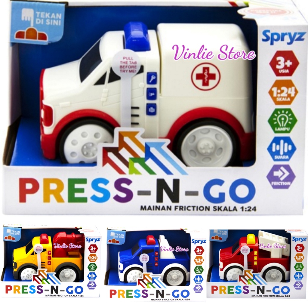Mobil Press N Go Spryz  fire truck damkar pemadam api police car ambulance tow truck ambulan truk de