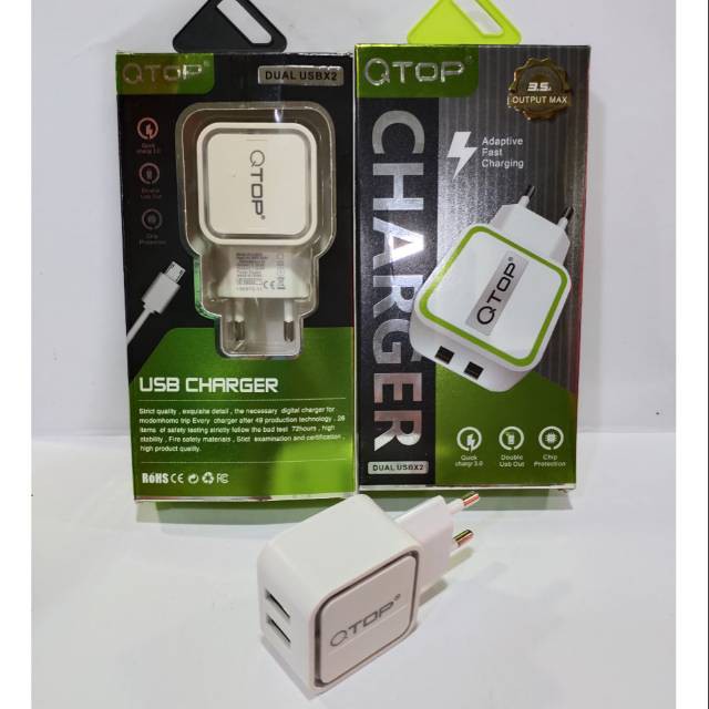 Batok Charger QTOP 2USB 3.5A LED