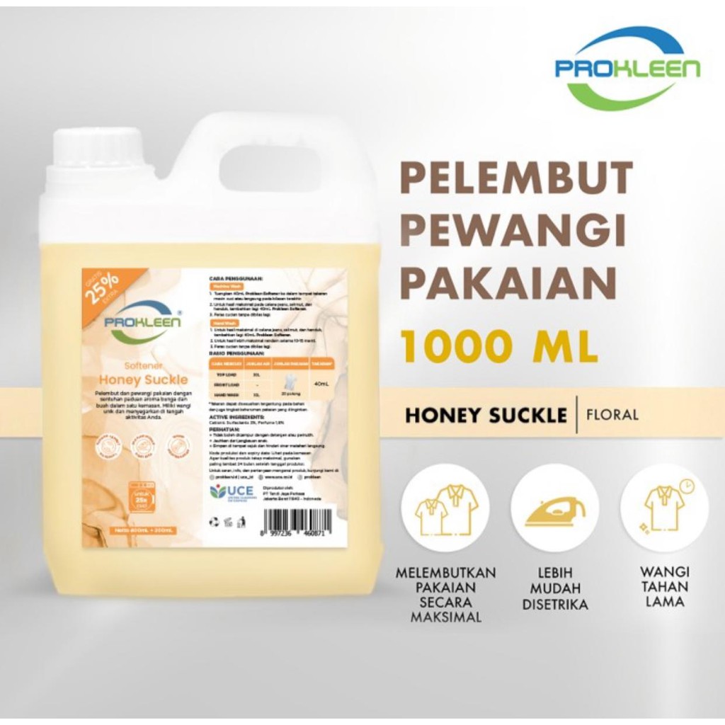 PROKLEEN Softener Pelembut Pewangi Pakaian 1 Liter &amp; 800 ML REFILL KONSENTRAT