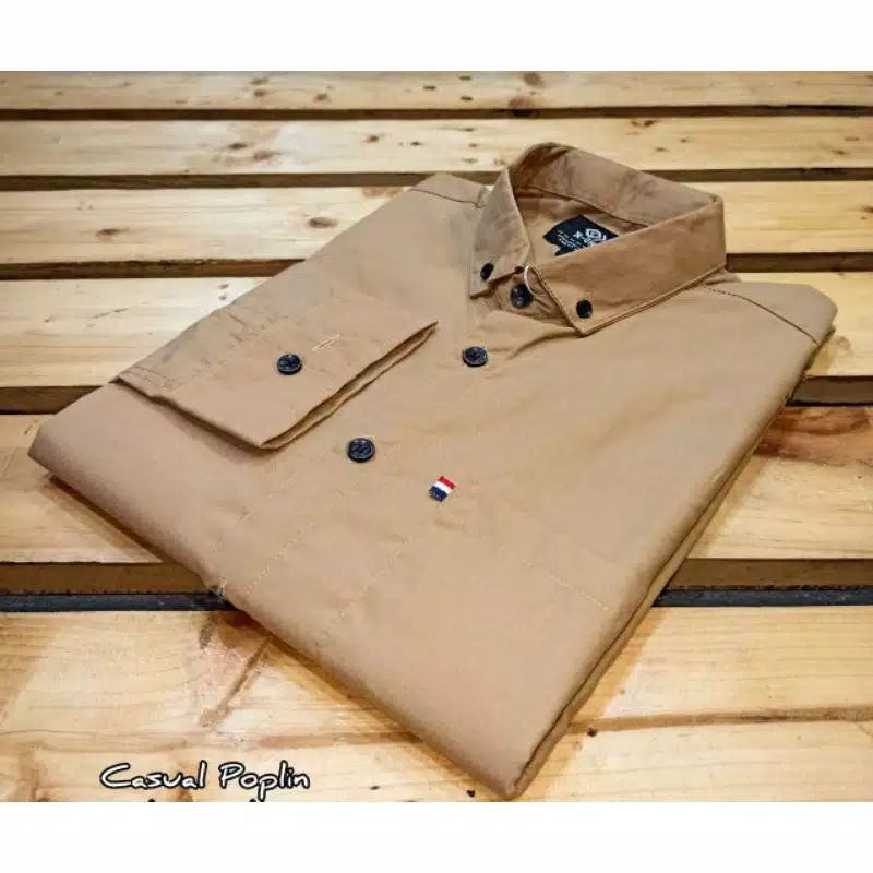 kemeja pria lengan panjang warna mocca