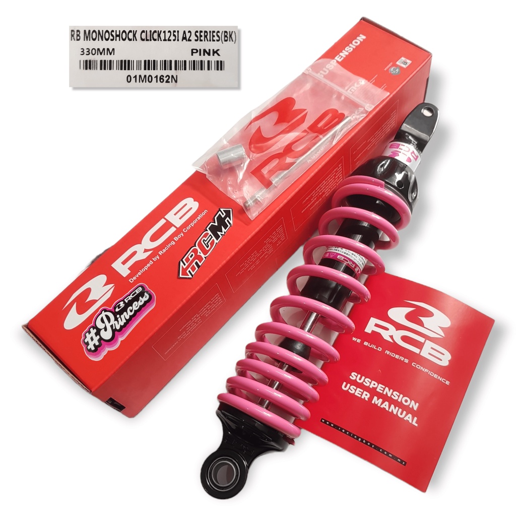 SUSPENSI SUSPENSION PEREDAM KEJUT SHOCKBREAKER SHOCK BREAKER SHOCK SKOK SOK MONOSHOCK MONO SHOCK MONOSKOK MONO SKOK RACING BOY A2 SERIES 330MM 330 MM PRINCESS HONDA CLICK VARIO 125 150 BEAT PIN ORI ORIGINAL RCBB RCB RACING BOY RACINGBOY ASLI