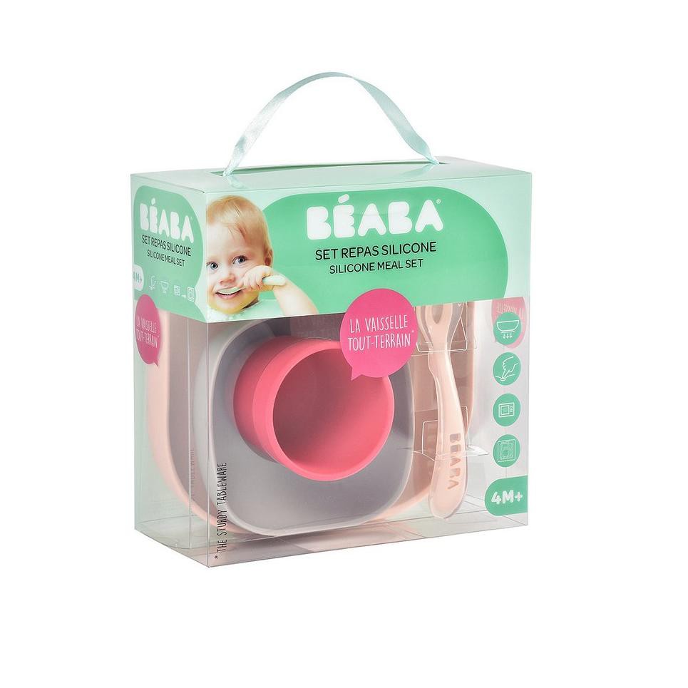 Beaba Baby Silicone Meal Set (4Pcs) - Set Alat Makan Bayi Silicon Suction Silikon Gift Set Peralatan Mpasi Anak Bayi Weaning BLW Cutleries Spoon Plate Bowl