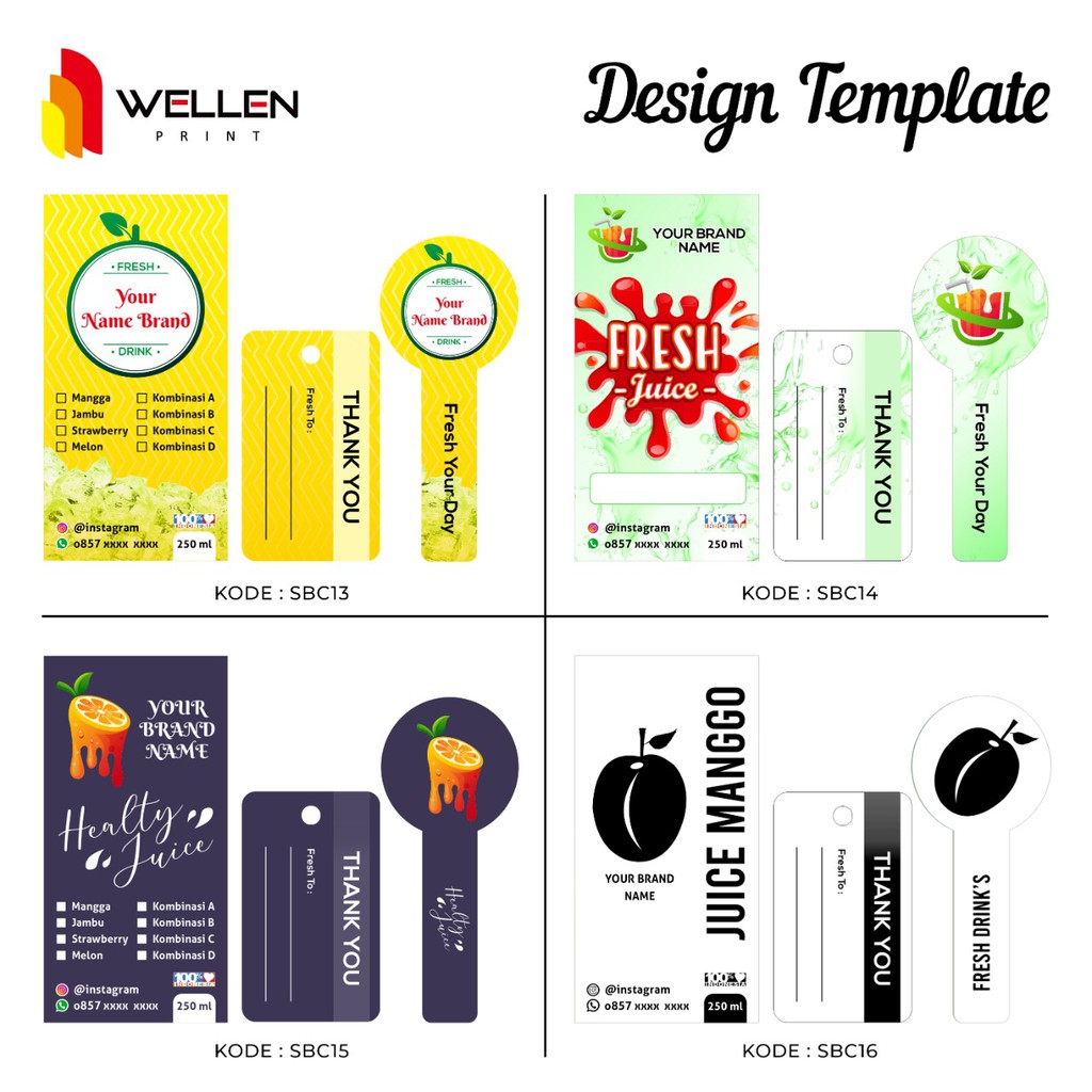 WELLEN PRINT - Sticker botol minuman transparant sticker label kopi transparan cutting label teh jamu botol spray-6