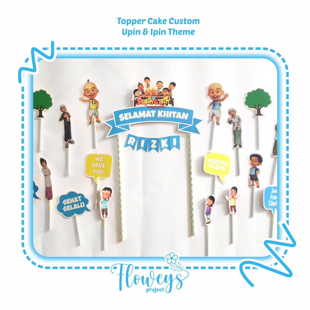 Topper Cake Custom "Upin & Ipin Theme"/Hiasan Kue/Bebas Request/Semua Tema Bisa