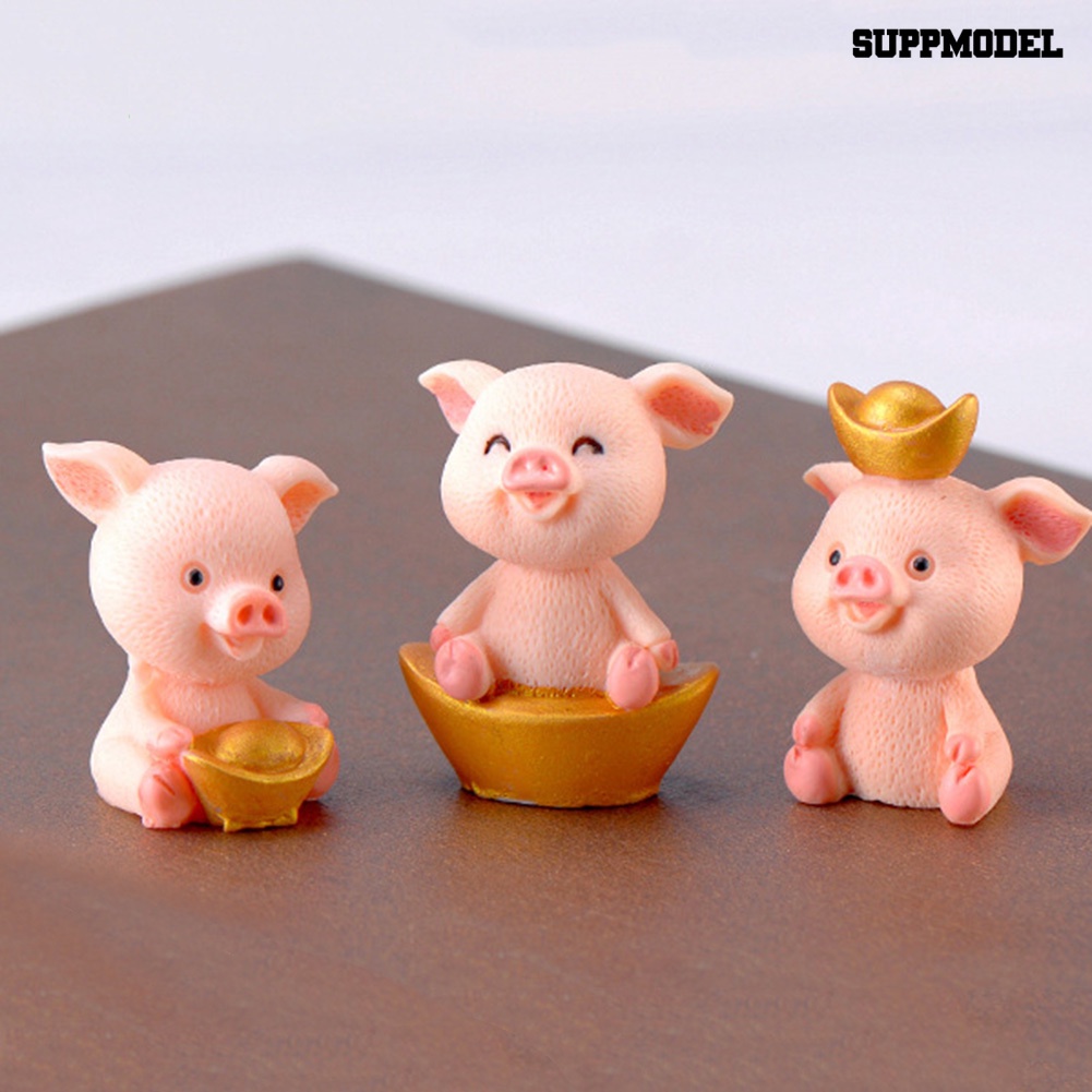 Ornamen Miniatur Babi Keberuntungan Bahan Resin Untuk Dekorasi Taman