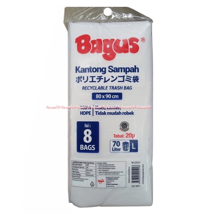 Bagus Kantong Sampah 70L Recycle Trash Bag White Kantong Plastik 8pcs Baguus Kantong Sampah Bening Transparan 80x90cm Bagus Plastic Bag White Garbage Bags Eco Green Mudah Di Daur Ulang Kantong Sampah