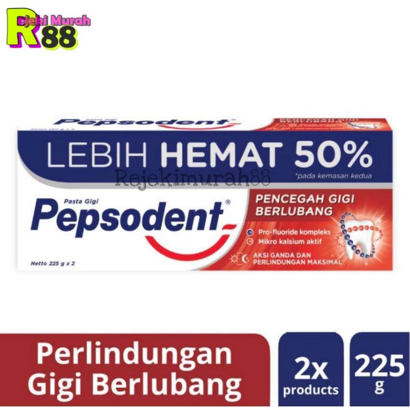 pepsodent pasta gigi 225g isi 2pcs