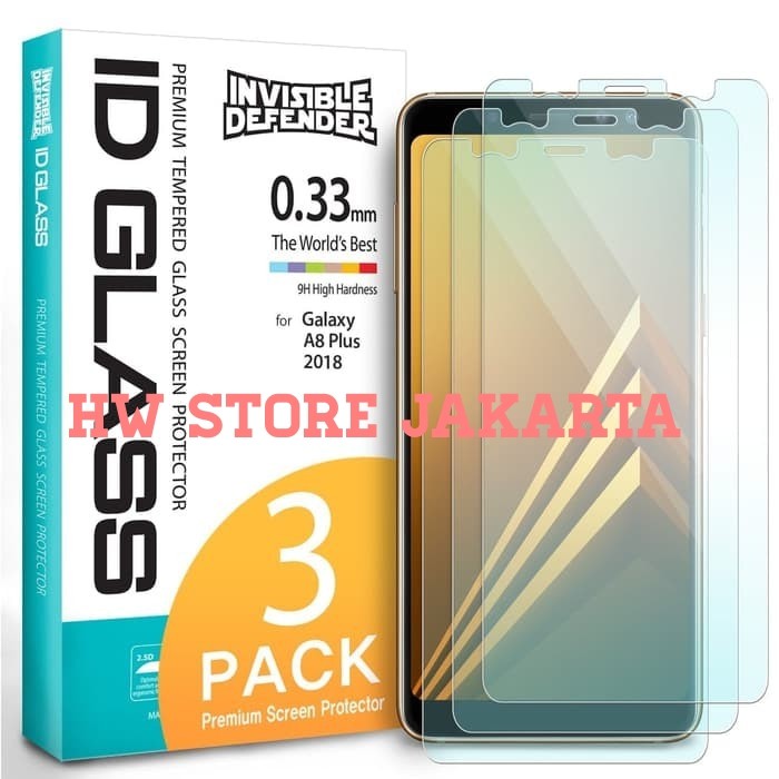 ORIGINAL RINGKE ID TEMPERED GLASS GALAXY A8+ / A8 PLUS - 3 PACK