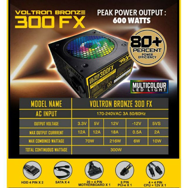 PowerSupply Armaggeddon Bronze Voltron 300FX - PSU 80+ Led RGB