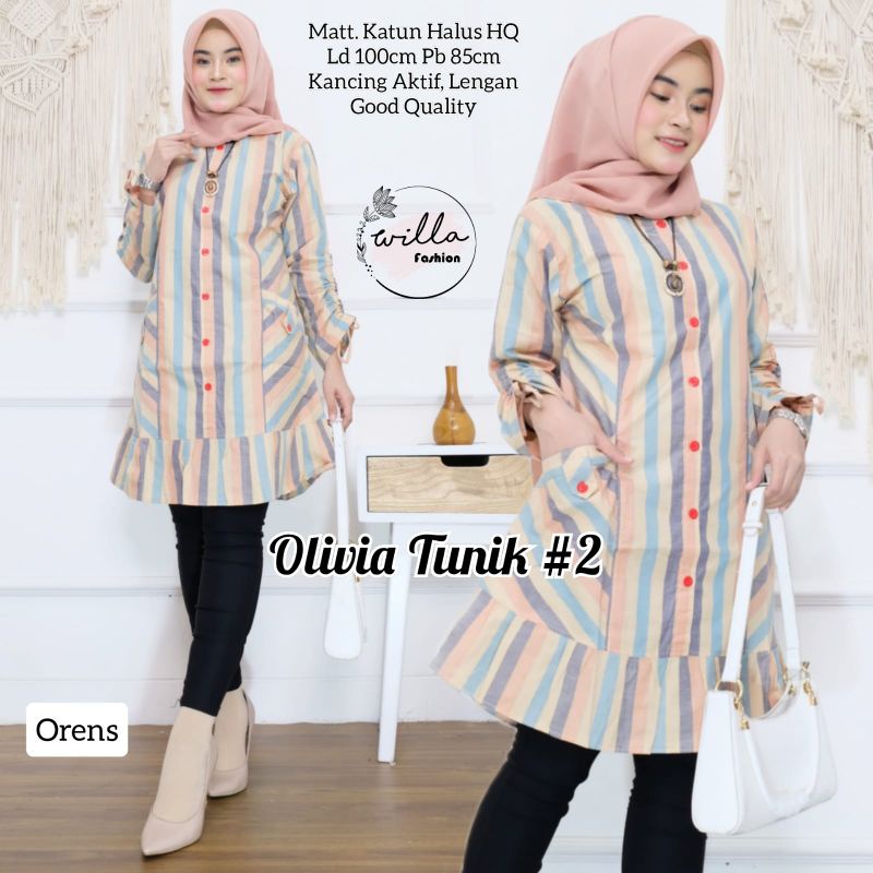 olivia tunik #2 / tunik motif garis vertikal / tunik salur terbaru / tunic salur kekinian / atasan p