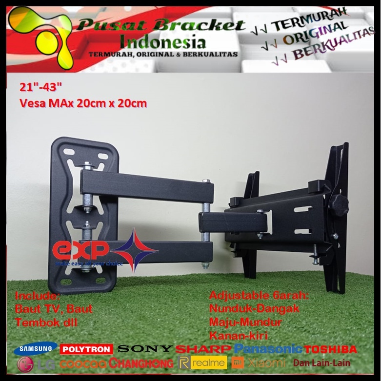 Bracket TV PANASONIC 14 s/d 43 inch 6 ARAH FULL BESI SUPER KOKOH GARANSI 100% ORI