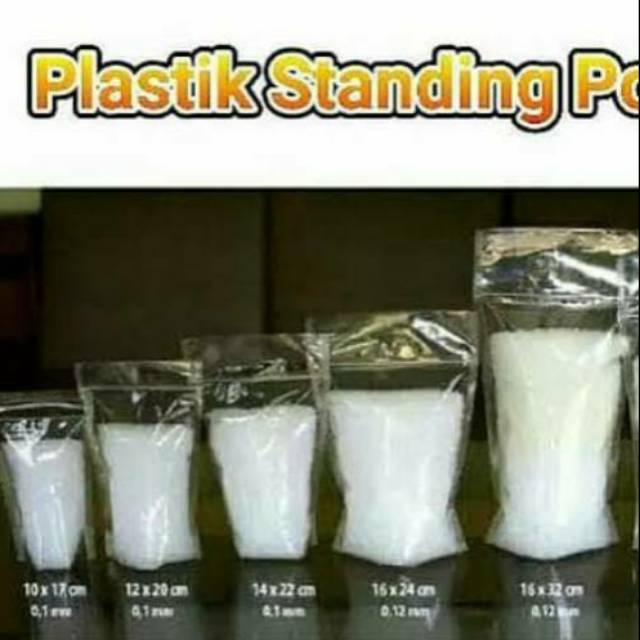 D1 Plastik Standing Pouch Transparan | Wadah Makanan Camilan Minuman Permen Snack Mika Klip Berdiri