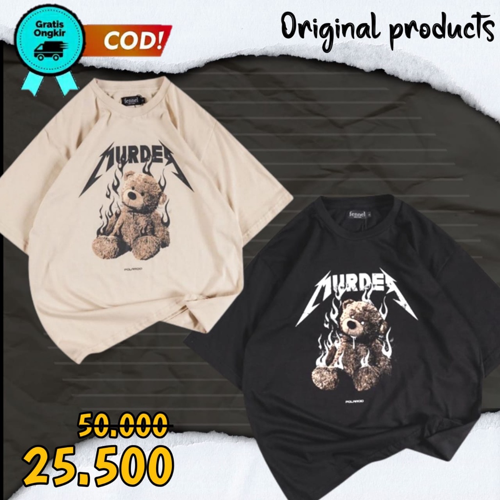 Kaos Baju T shirt Teddy Bear Api Api Fire Oversize Distro Series