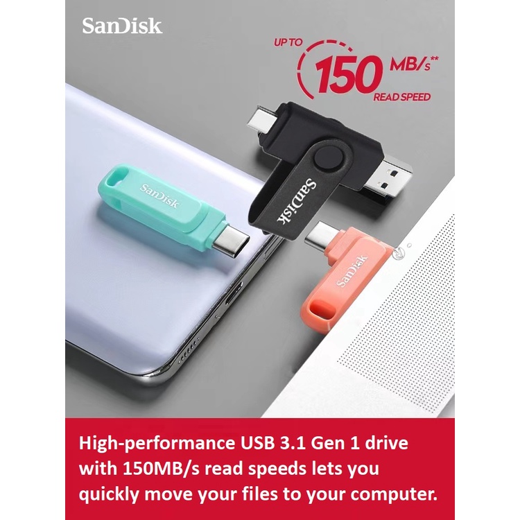 FLASHDISK OTG USB TYPE C 32GB/64GGB/128GB/256GB FLASH DRIVE ULTRA DUAL USB 3.1