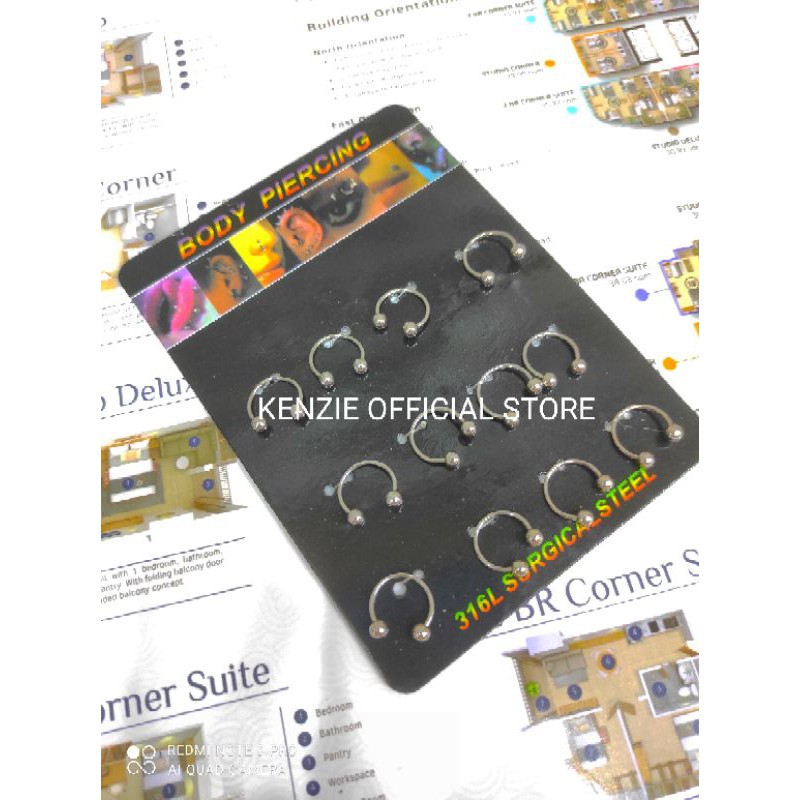 Anting piercing isi 12pcs anting rosi