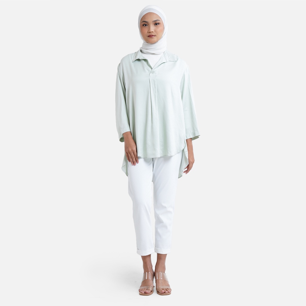 Queensland Blouse Wanita Lengan Panjang LIN000137Q Mint