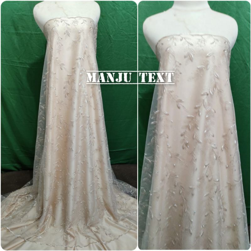 Kain tile akar mutiara / bahan Tulle mutiara / bahan dress,gaun,seragaman,dll