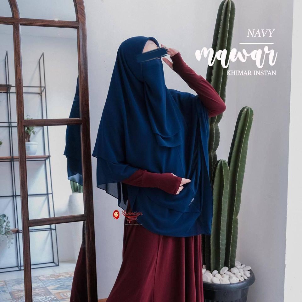 Khimar Instan Mawar 2 layer Free Cadar Tali-2