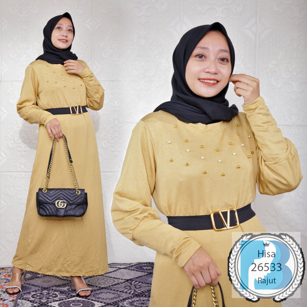 Gamis Rajut Jumbo Balon Mutiara Hisa