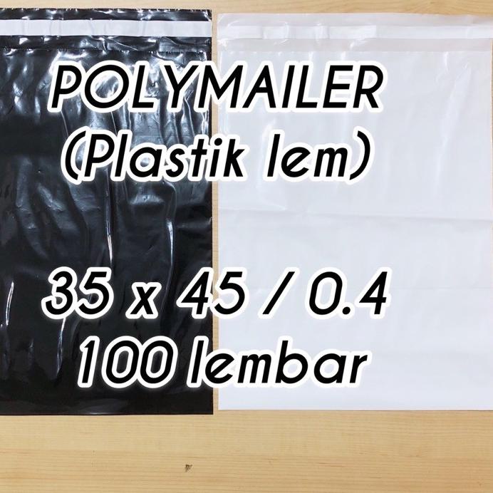 

✮ plastik packing POLYMAILER 35x45 0.4 100 lembar hitam putih plastik lem ➼