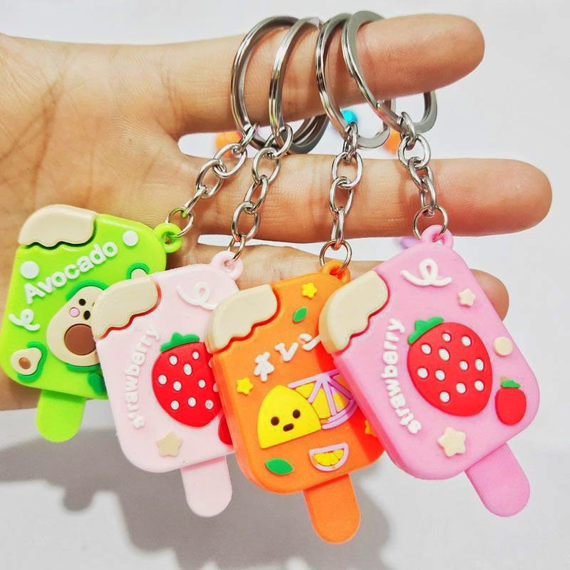 GANTUNGAN KUNCI ES KRIM / Ganci Karakter Ice Cream Buah Unik Lucu / Gantungan Tas / Bag Charm / Souvenir Murah / Keychain / COD