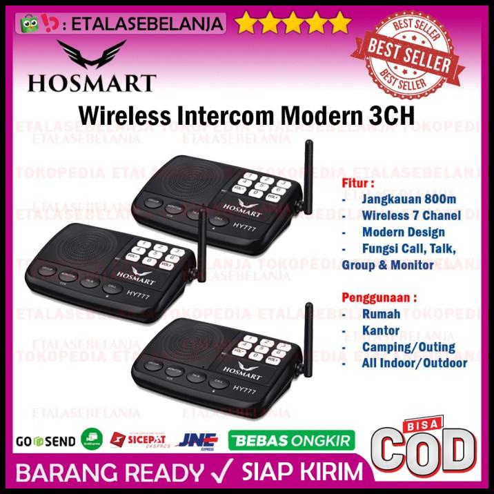 Hosmart Wireless Intercom Fm 7 Channel - 3 Unit Station Interkom Hy777