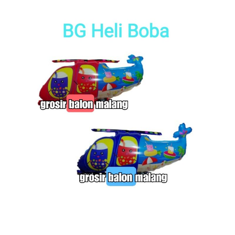 balon foil karakter HELI pesawat Boba