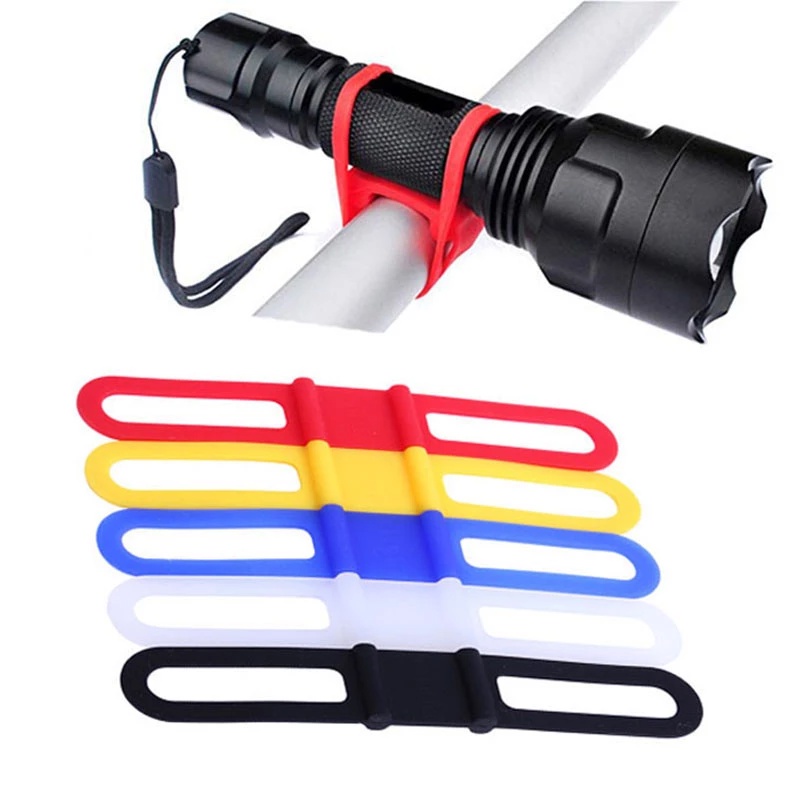 Bicycle Light Mount Holder Silicon Strap Flashlight Bands Elastic Bandage Bike Accessories