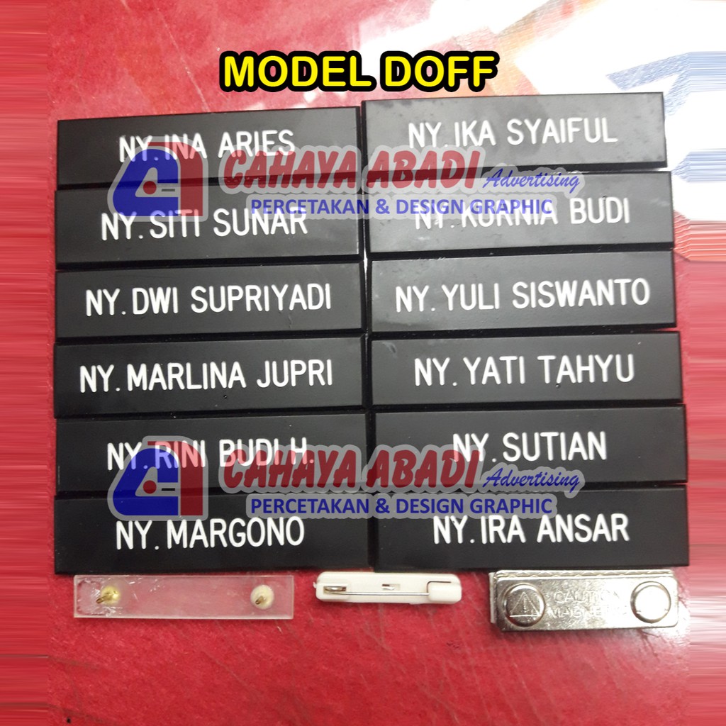 

Nama dada atau Name Tag atau Papan Nama Nyonya