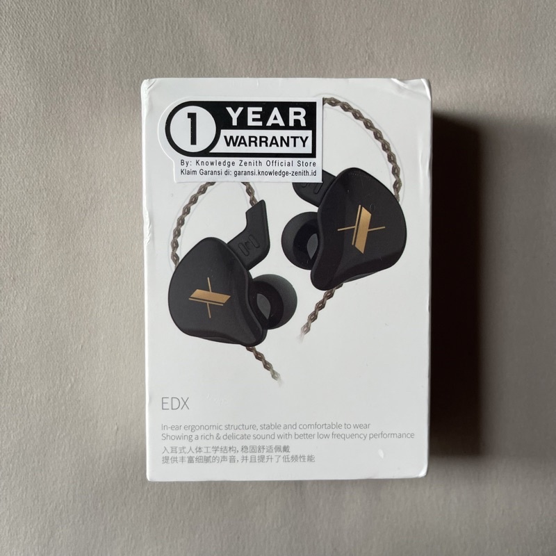 Knowledge Zenith KZ EDX Dynamic Driver - Stage Monitoring Earphone In Ear Headphone Headset Special Edition-Hitam Mic