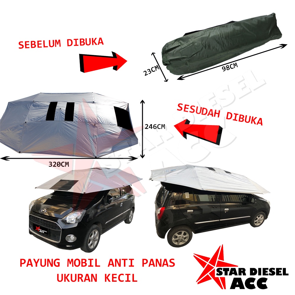 BODY COVER KECIL PAYUNG ANTI PANAS SELIMUT MOBIL SIGRA BODY COVER AGYA