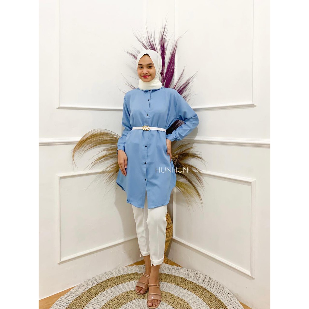 Tunik Basic Polos / Tunik Mosscrepe Formal Casual Hits Selebgram -- KHS