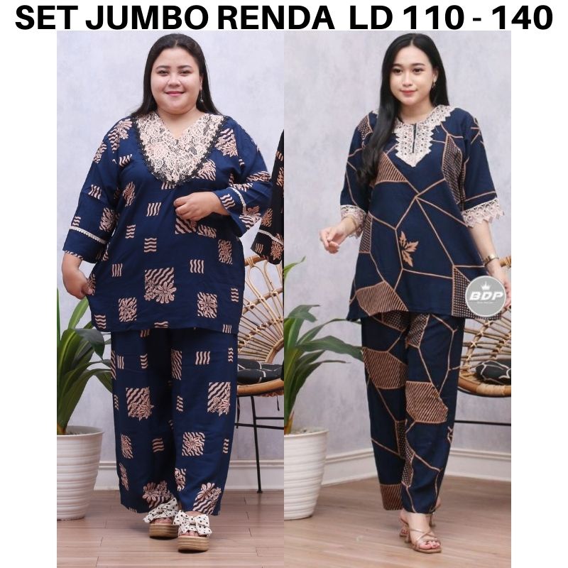 Cp renda, stelan renda termurah, stelan renda terlaris, stelan renda kekinian cp renda jumbo setelan renda jumbo ld 110 120 130 140 cm bigsize oversize