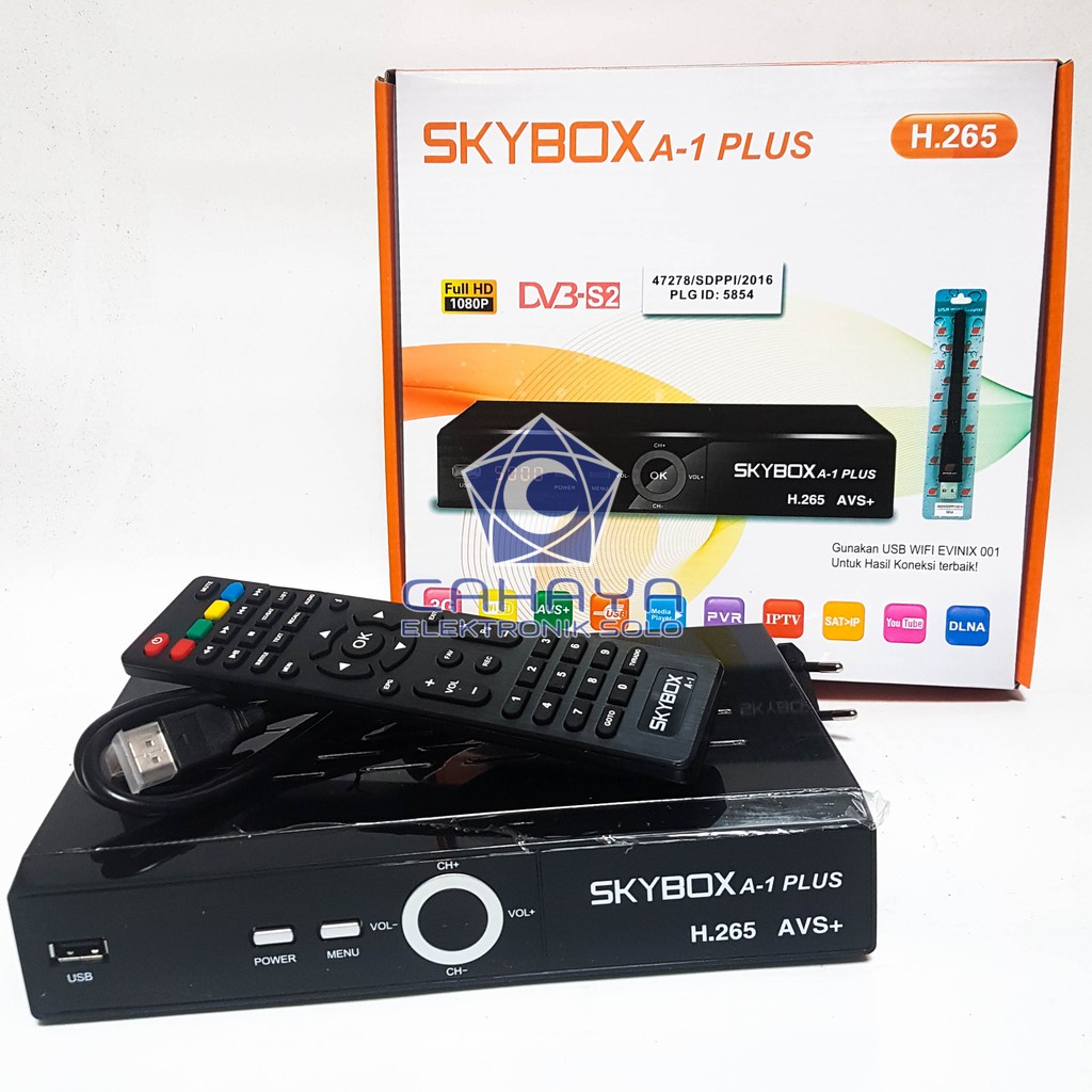 Receiver Skybox A1 Plus HD H265 HEVC FTA Free To Air Parabola Mpeg4 Powervu