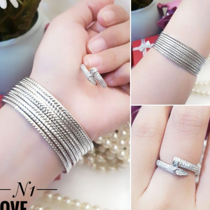 Xuping Set Gelang dan Cincin Silver 1516G