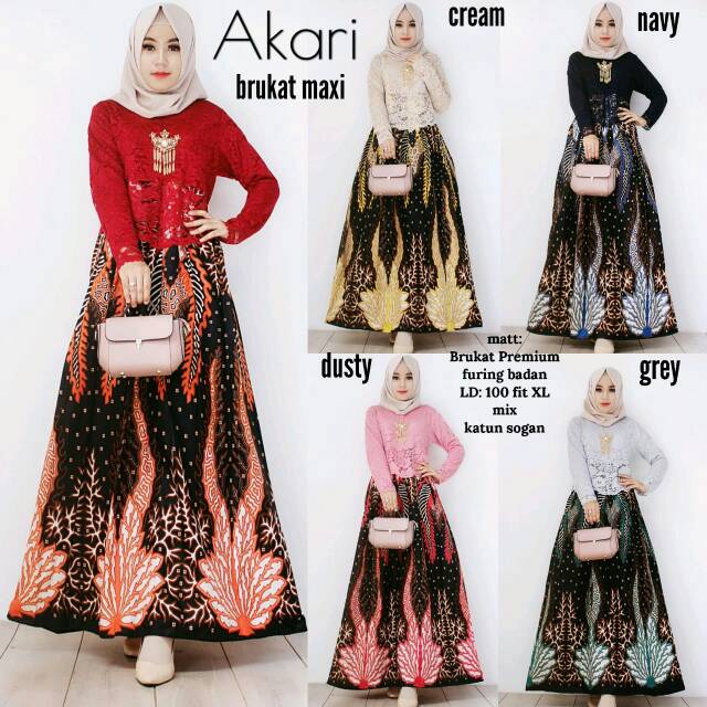 Baju Batik Akari brukat maxi / Batik gamis (geser gambar lihat lain)