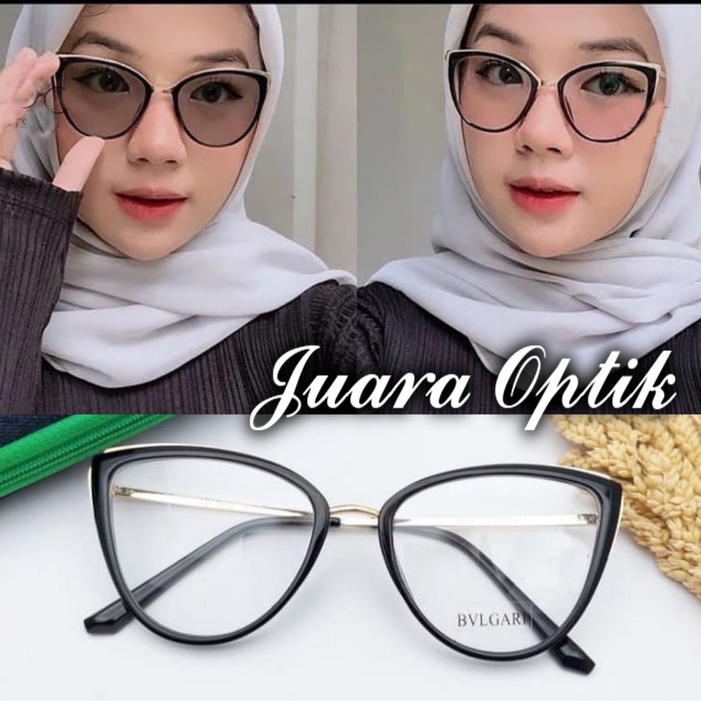 TERMURAH SE-SHOPEE Kacamata Cat Eye Fashion 3002 Lensa Photocromic & Anti Radiasi Minus & Normal Fra