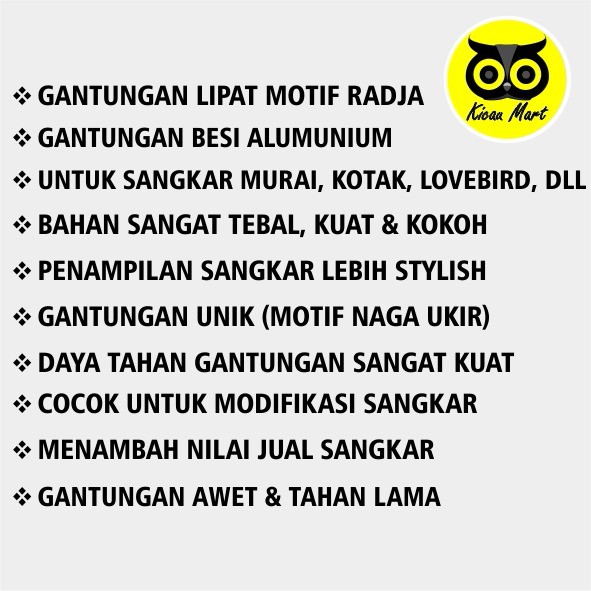 GANTUNGAN LIPAT REPLIKA RADJA CANTOLAN SANGKAR KANDANG BURUNG MURAI KOTAK LOVEBIRD LOVE BIRD GTGRADJA