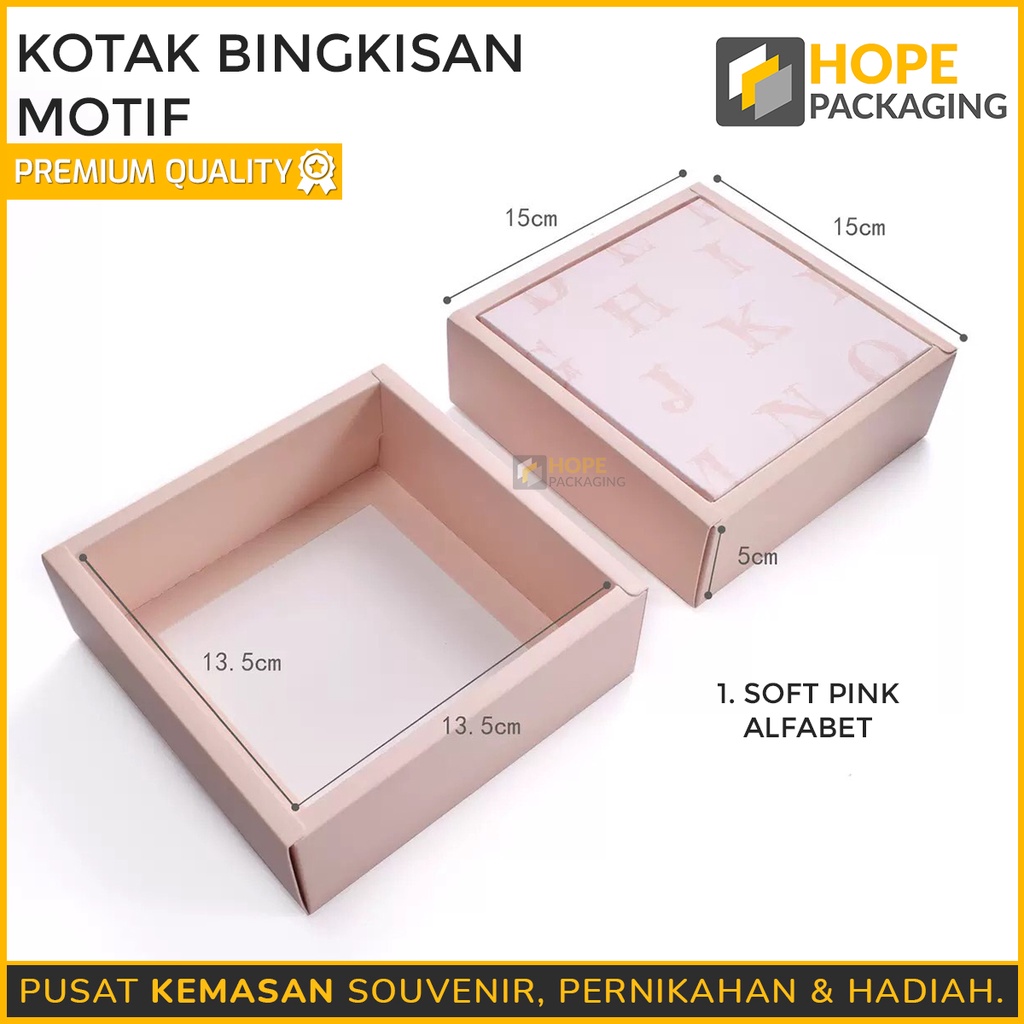 Box Hadiah Segi 4  Motif Flower Hitam dan Soft Pink Huruf /  Kado Hadiah Bingkisan Gift Makanan / Kotak kerudung hijab