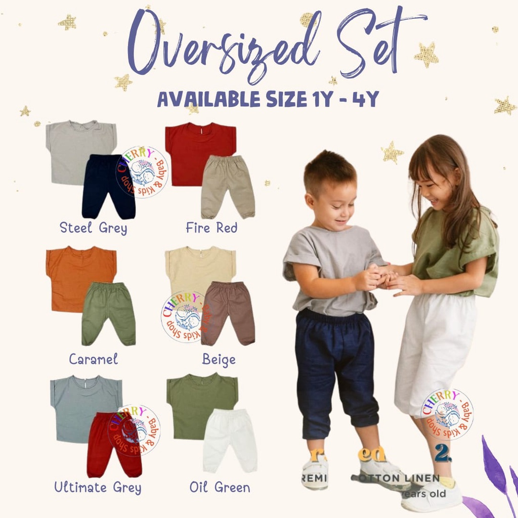 ARDENLEON Oversized Set 1 - 7 Tahun Setelan Oversize Anak Retro Setelan Main Anak Kekinian Bahan Adem CBKS