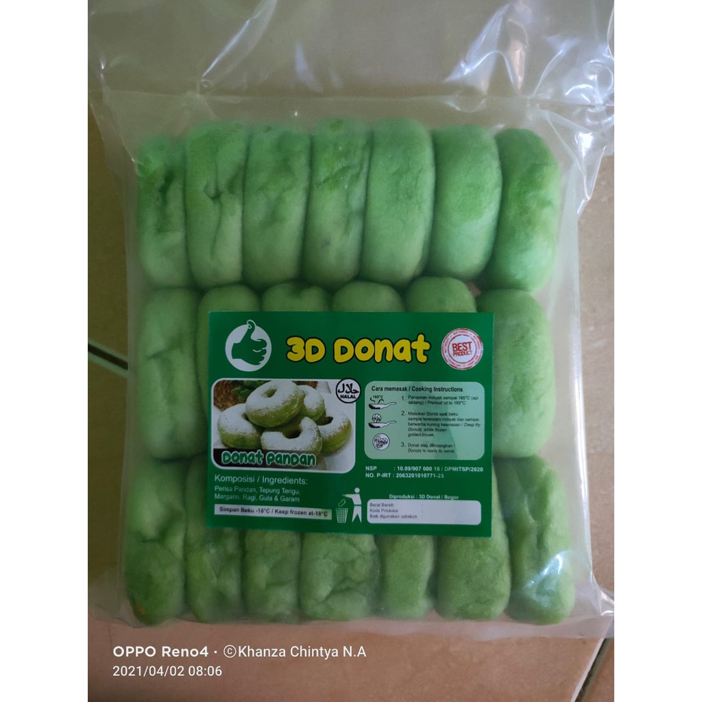 

Donat Pandan 3D isi 20 / Donat Kentang Pandan 3D