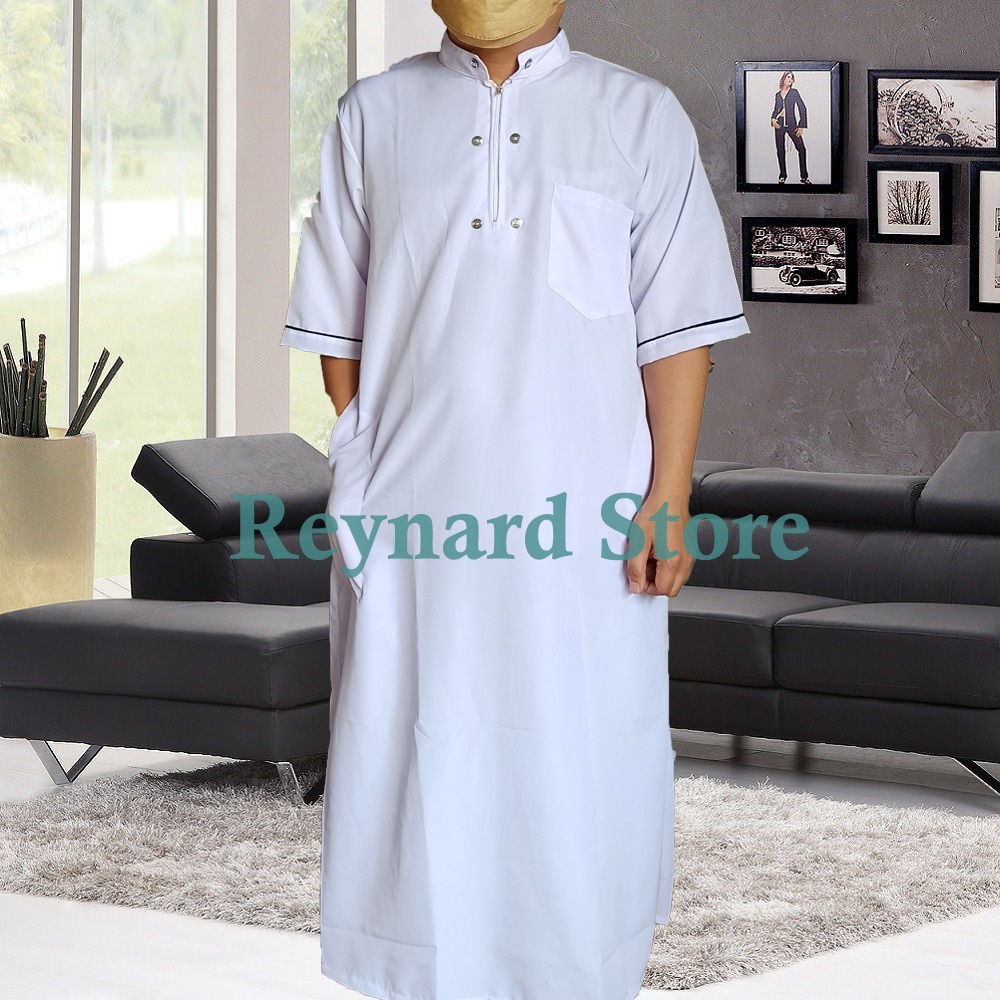 Jubah Muslim Pria Al Haramain / Jubah Gamis Laki Lengan Pendek