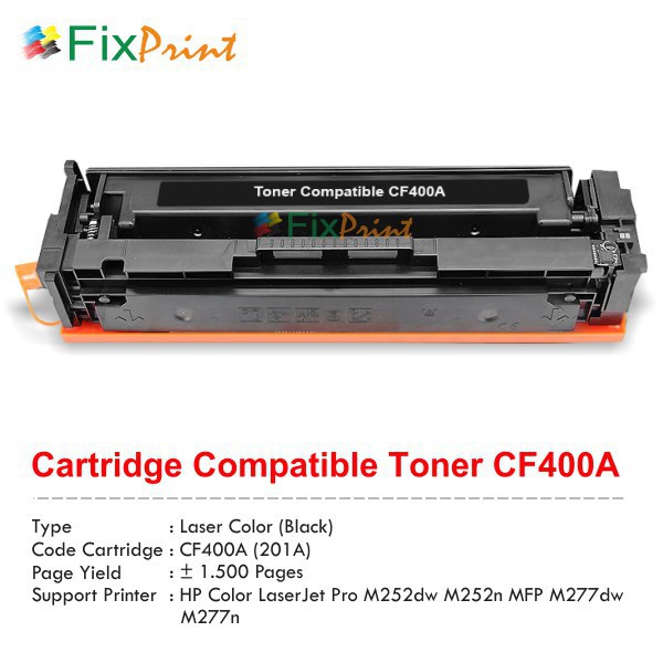 Cartridge Toner Compatible HP CF400A 201A Black  Printer HP Color LaserJet Pro M252dw M252n