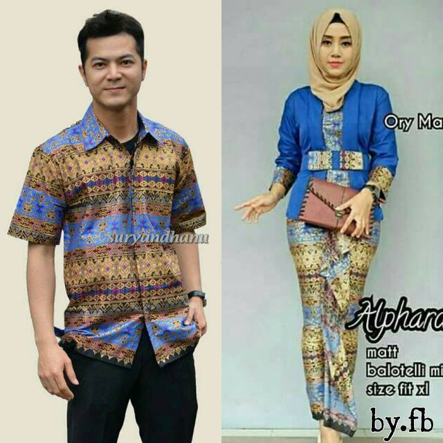 Sarimbit Batik Anggun Couple Sania Mawar ruffle - Warna Ungu, Tosca, pink, Biru, Kuning - M - L -XL