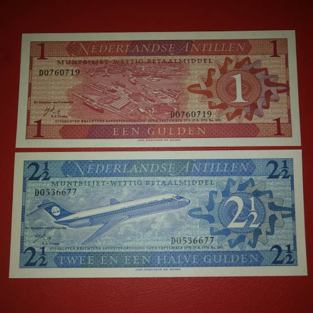 Set Uang Asing Antilen 1 dan 21/2 Gulden