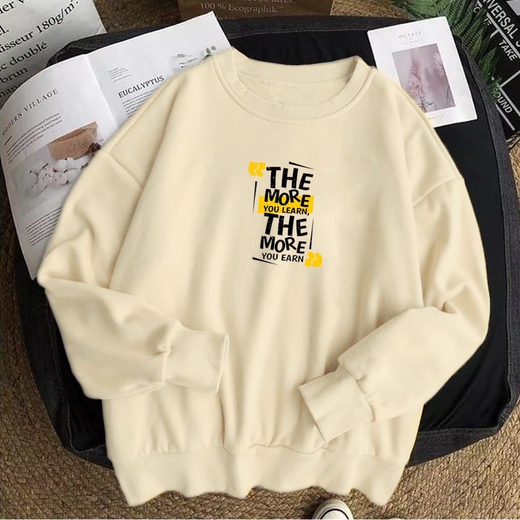 CREWNECK SWEATER WANITA THE MORE YOU LEARN - ATASAN HALUS TEBAL TERLARIS