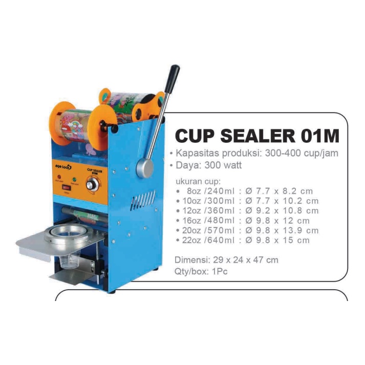 Age Lock Cup Sealer 01M Mesin Press Gelas Plastik 8-22 OZ Agelock 01-M