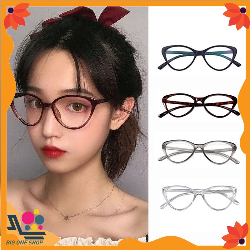 Kacamata Korea Wanita Kacamata Anti Radiasi Wanita Fashion Cat Eye retro flat Eyeglasses