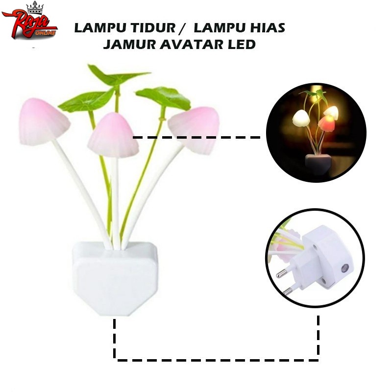 Lampu Tidur Jamur Mushroom Avatar 3 Warna Cahaya Sensor Otomatis